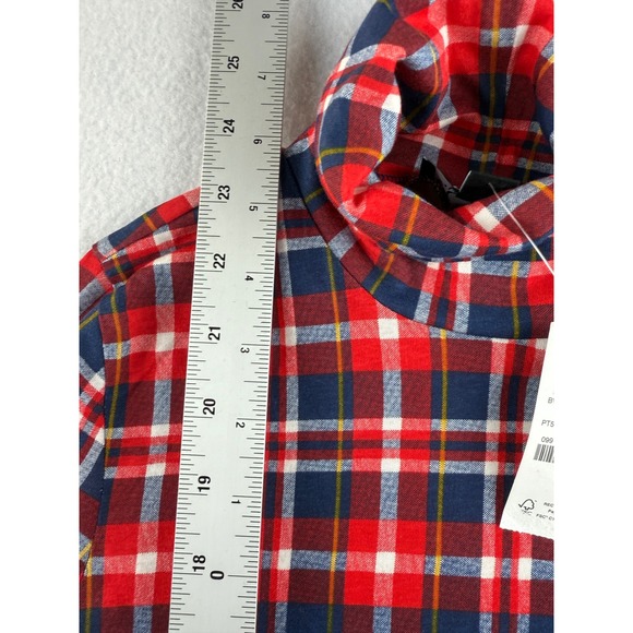 J. Crew Red Blue Plaid Long Sleeve‎ Turtleneck Top XS - Picture 6 of 8